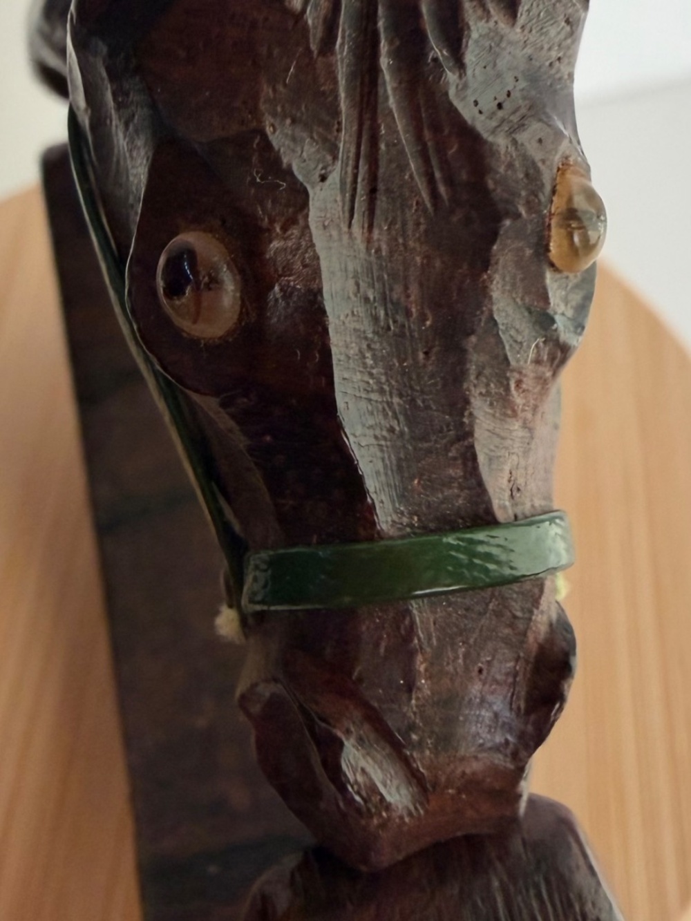 Vintage Carved Wood Horse Head Clamper Bracelet